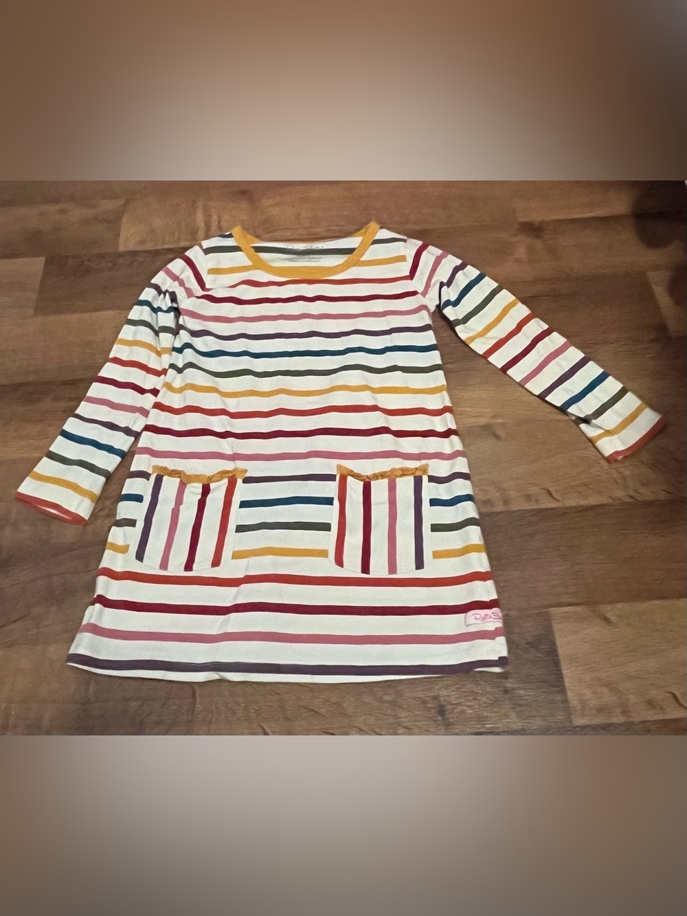 RuffleButts Girls' Striped Long-Sleeve Pocket Dress - Multicolor 5
